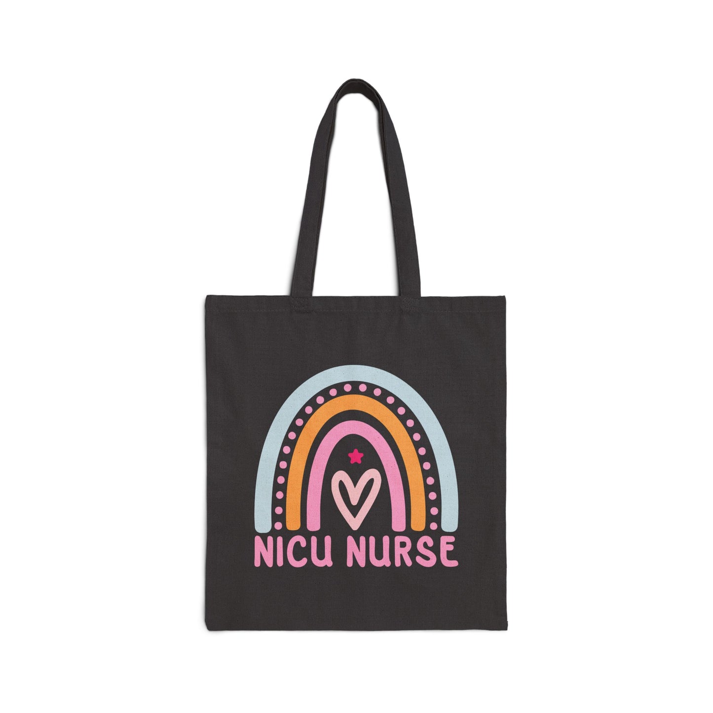 NICU Nurse Boho Rainbow Retro Cotton Canvas Tote Bag
