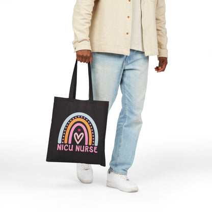 NICU Nurse Boho Rainbow Retro Cotton Canvas Tote Bag