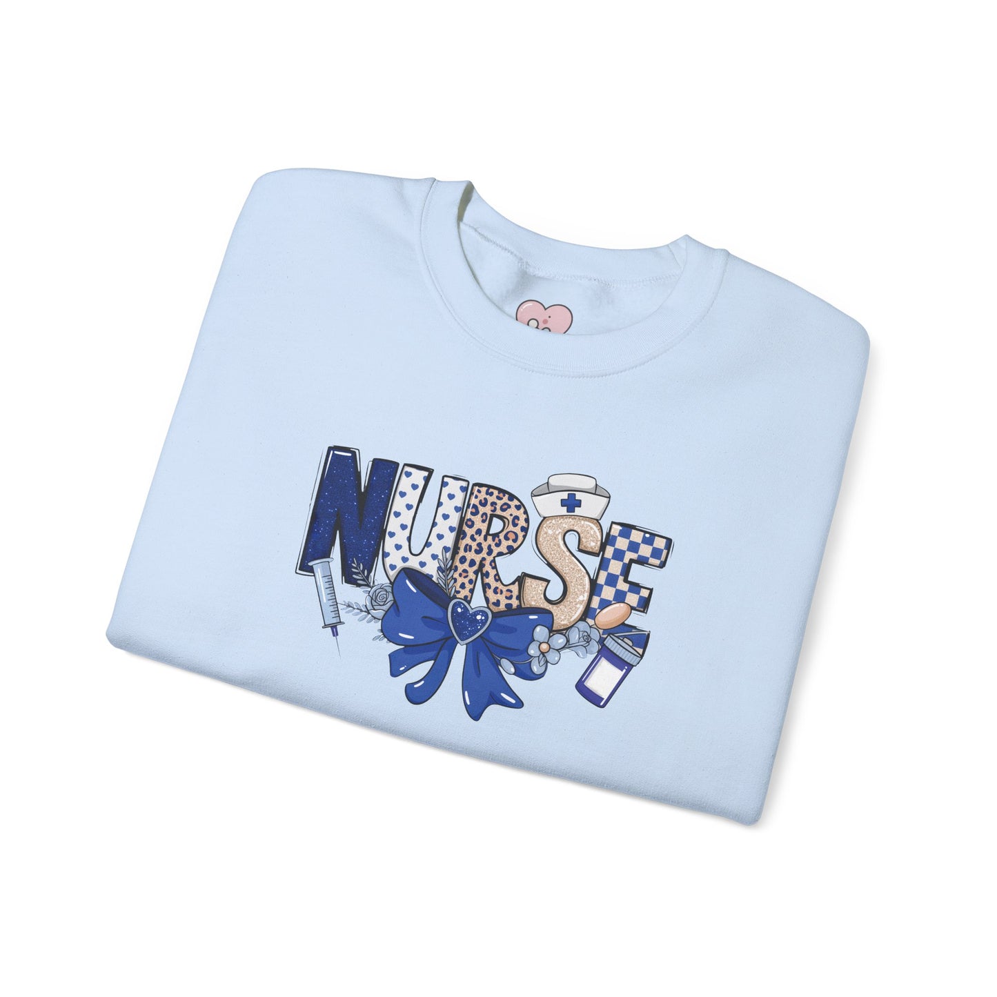 Preppy Nurse Floral Leopard Print Crewneck Sweatshirt