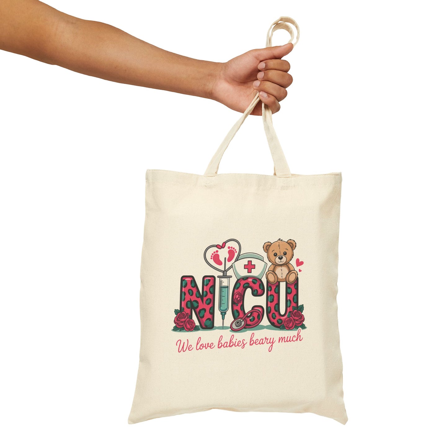 NICU Baby Bear Cotton Canvas Tote Bag