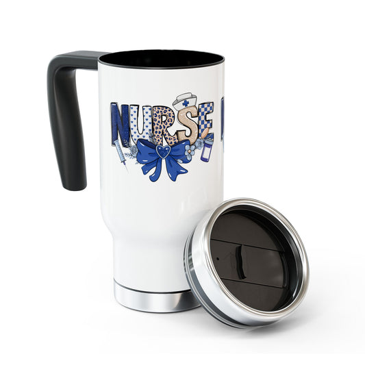 Preppy Nurse Floral Leopard Print Travel Mug 14oz