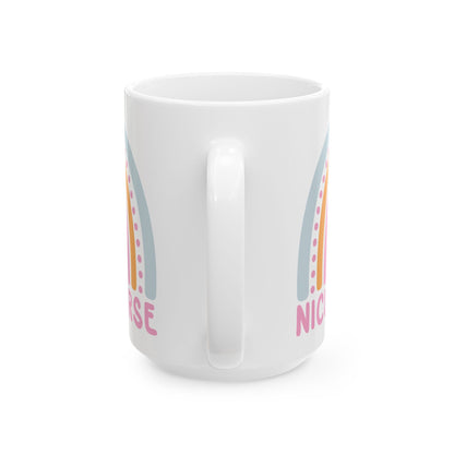 NICU Nurse Boho Rainbow Retro Ceramic Mug 15oz