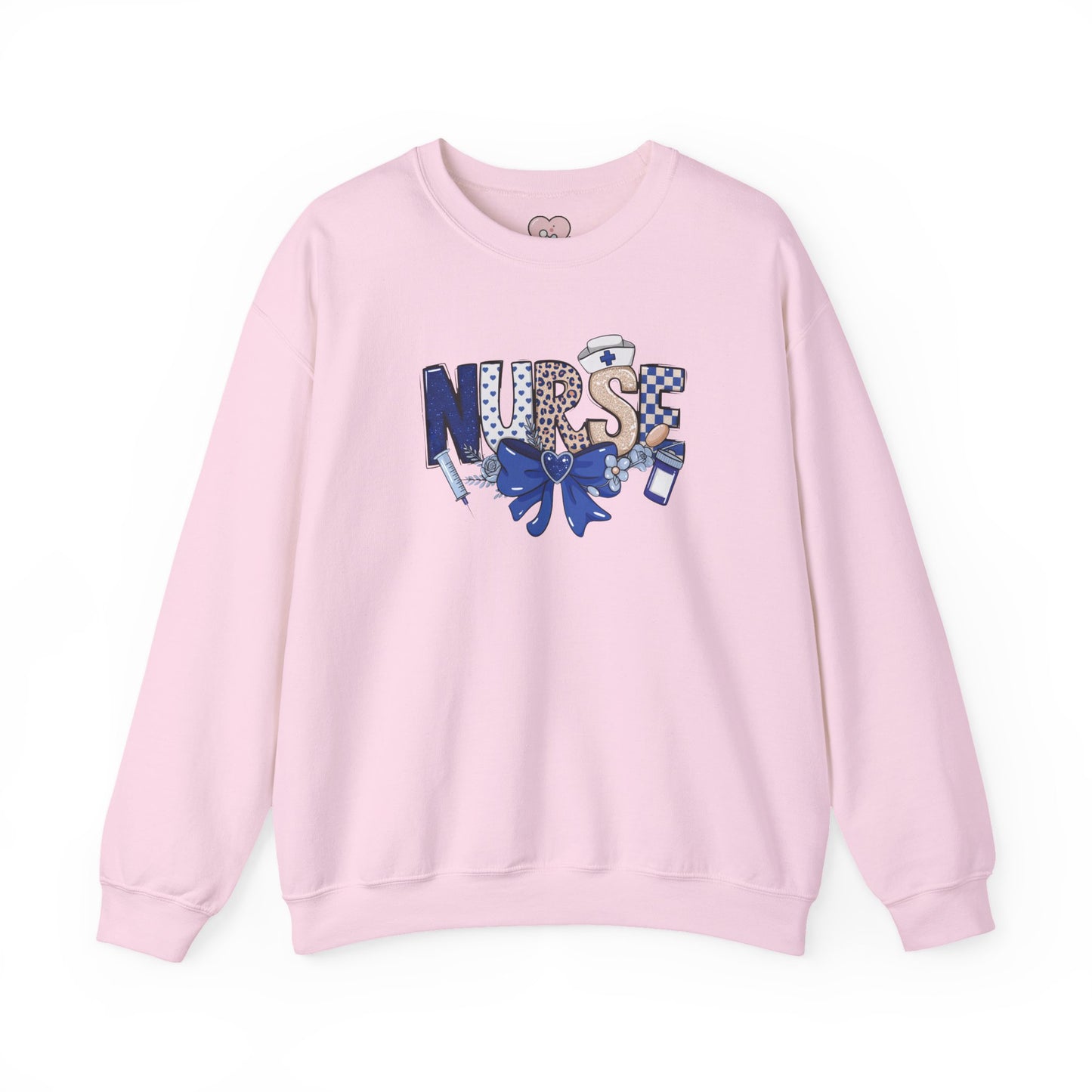 Preppy Nurse Floral Leopard Print Crewneck Sweatshirt
