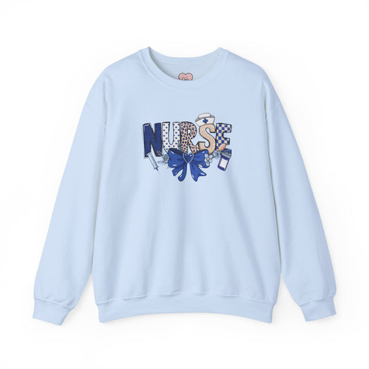 Preppy Nurse Floral Leopard Print Crewneck Sweatshirt