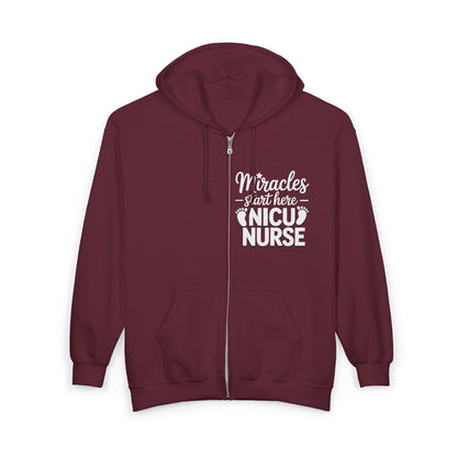Miracles Start Here NICU Nurse Zip Hoodie
