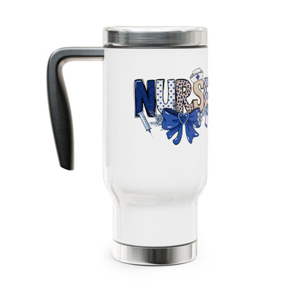 Preppy Nurse Floral Leopard Print Travel Mug 14oz