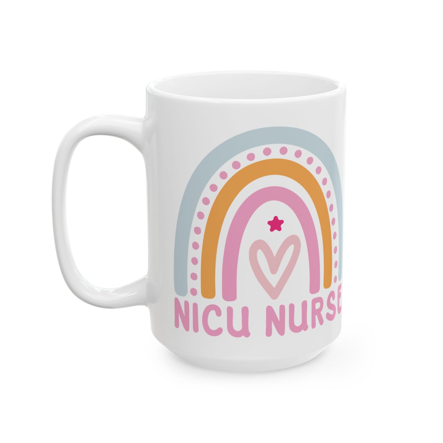 NICU Nurse Boho Rainbow Retro Ceramic Mug 15oz