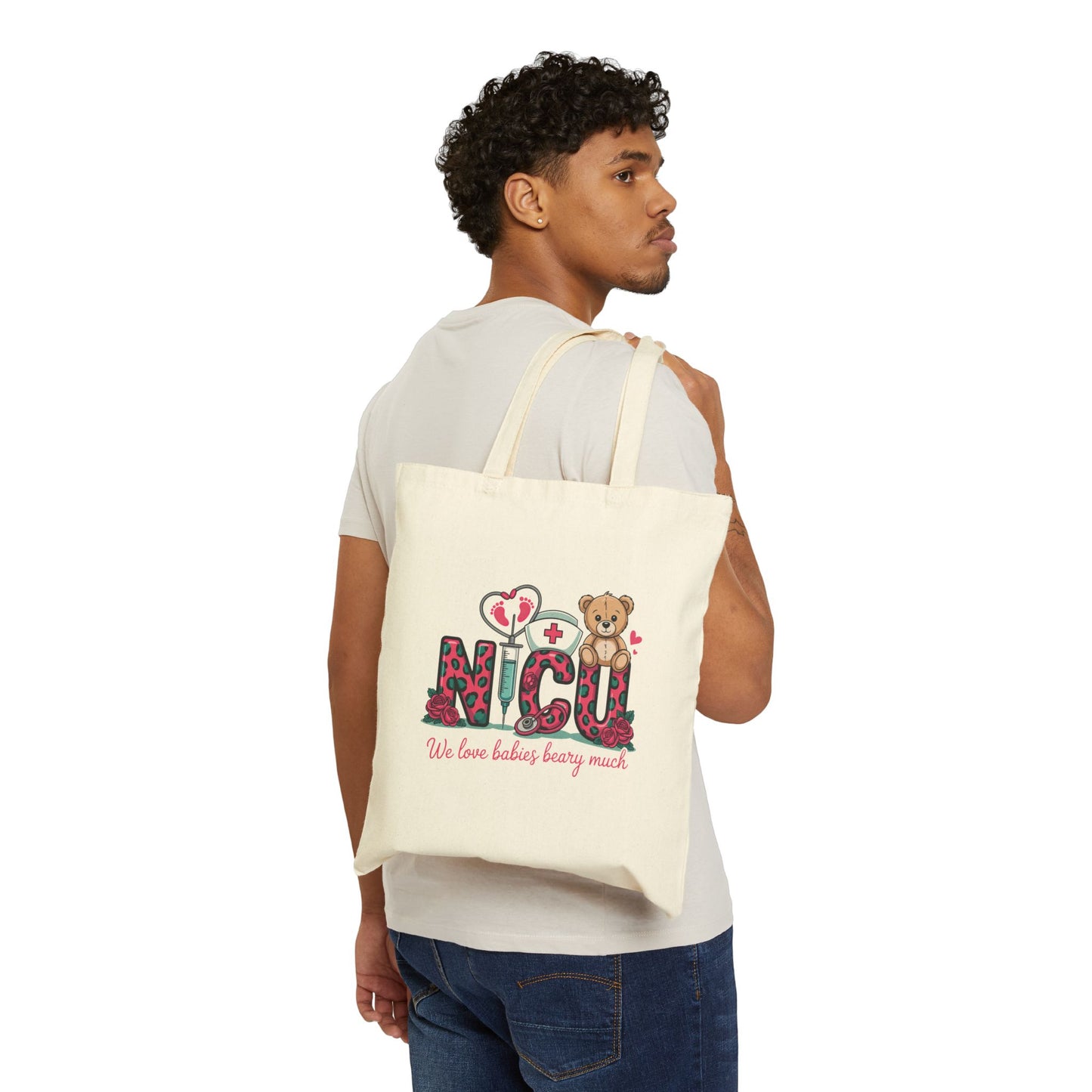 NICU Baby Bear Cotton Canvas Tote Bag