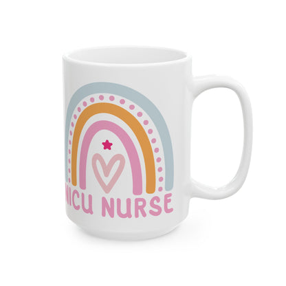 NICU Nurse Boho Rainbow Retro Ceramic Mug 15oz