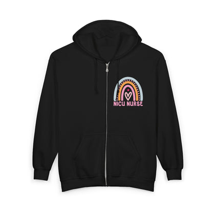 NICU Nurse Boho Rainbow Retro Zip Hoodie