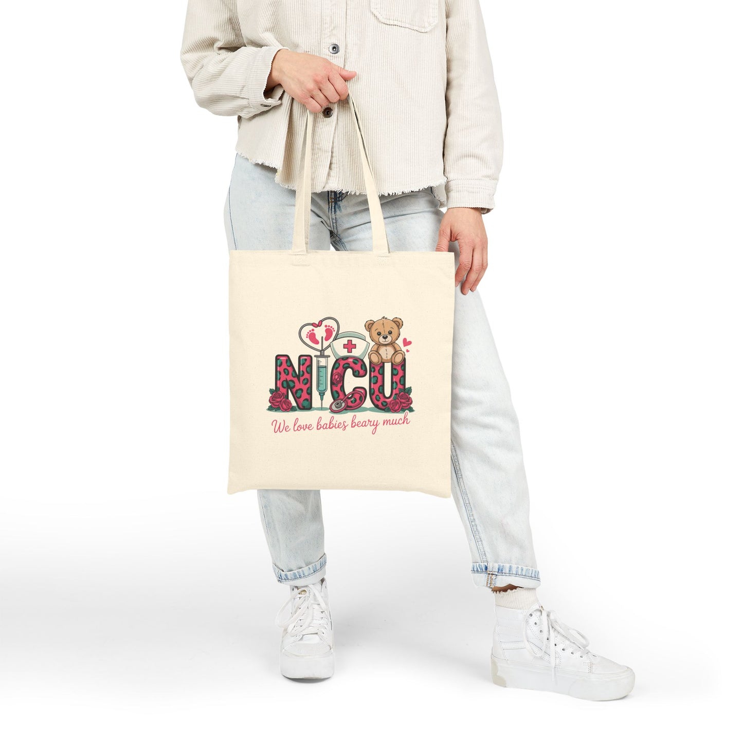 NICU Baby Bear Cotton Canvas Tote Bag