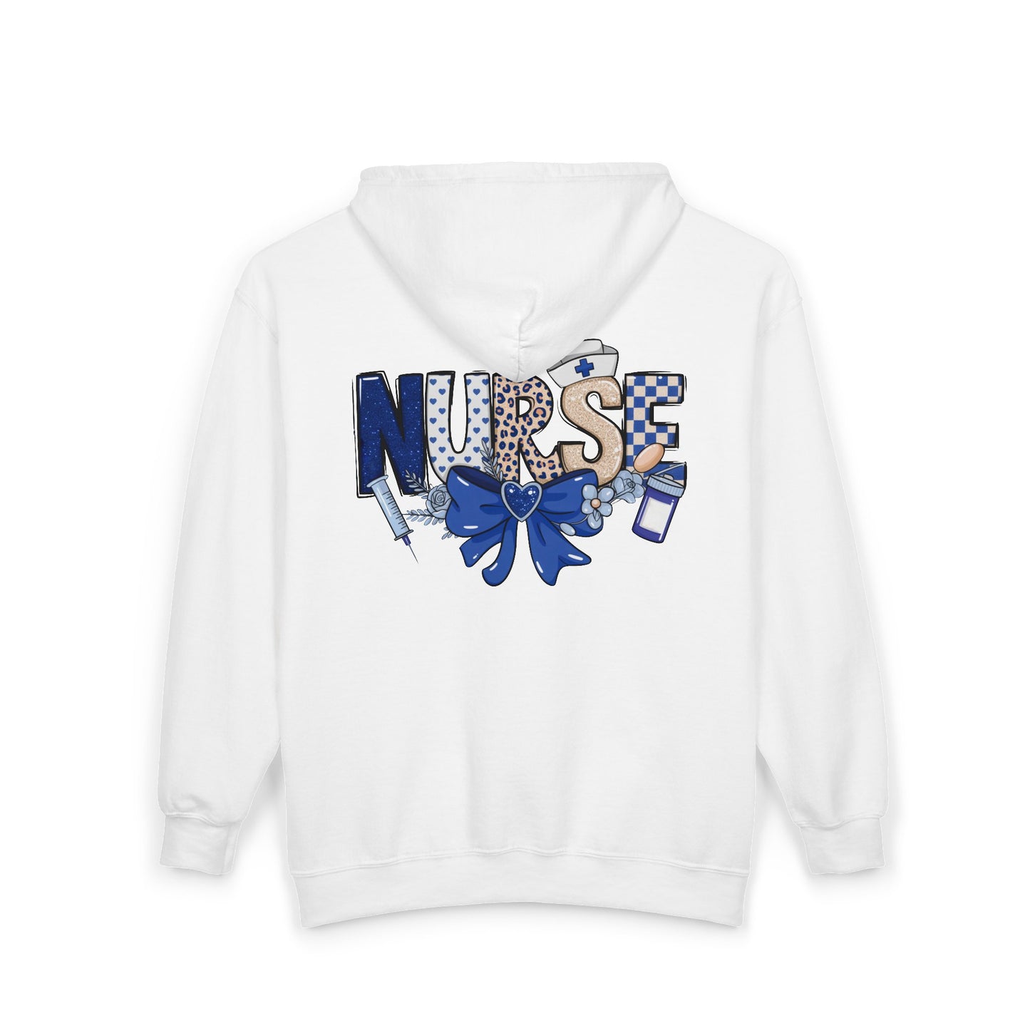 Preppy Nurse Floral Leopard Print Zip Hoodie