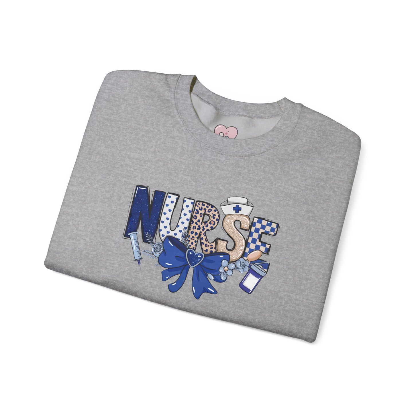 Preppy Nurse Floral Leopard Print Crewneck Sweatshirt