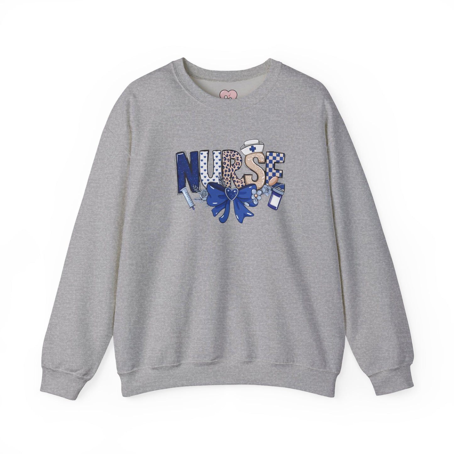 Preppy Nurse Floral Leopard Print Crewneck Sweatshirt