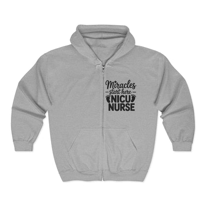Miracles Start Here NICU Nurse Zip Hoodie