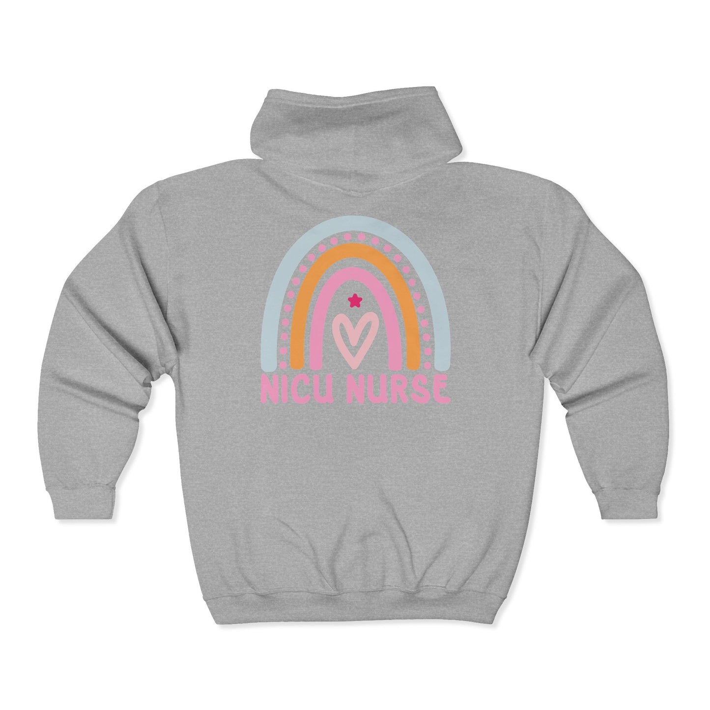 NICU Nurse Boho Rainbow Retro Zip Hoodie