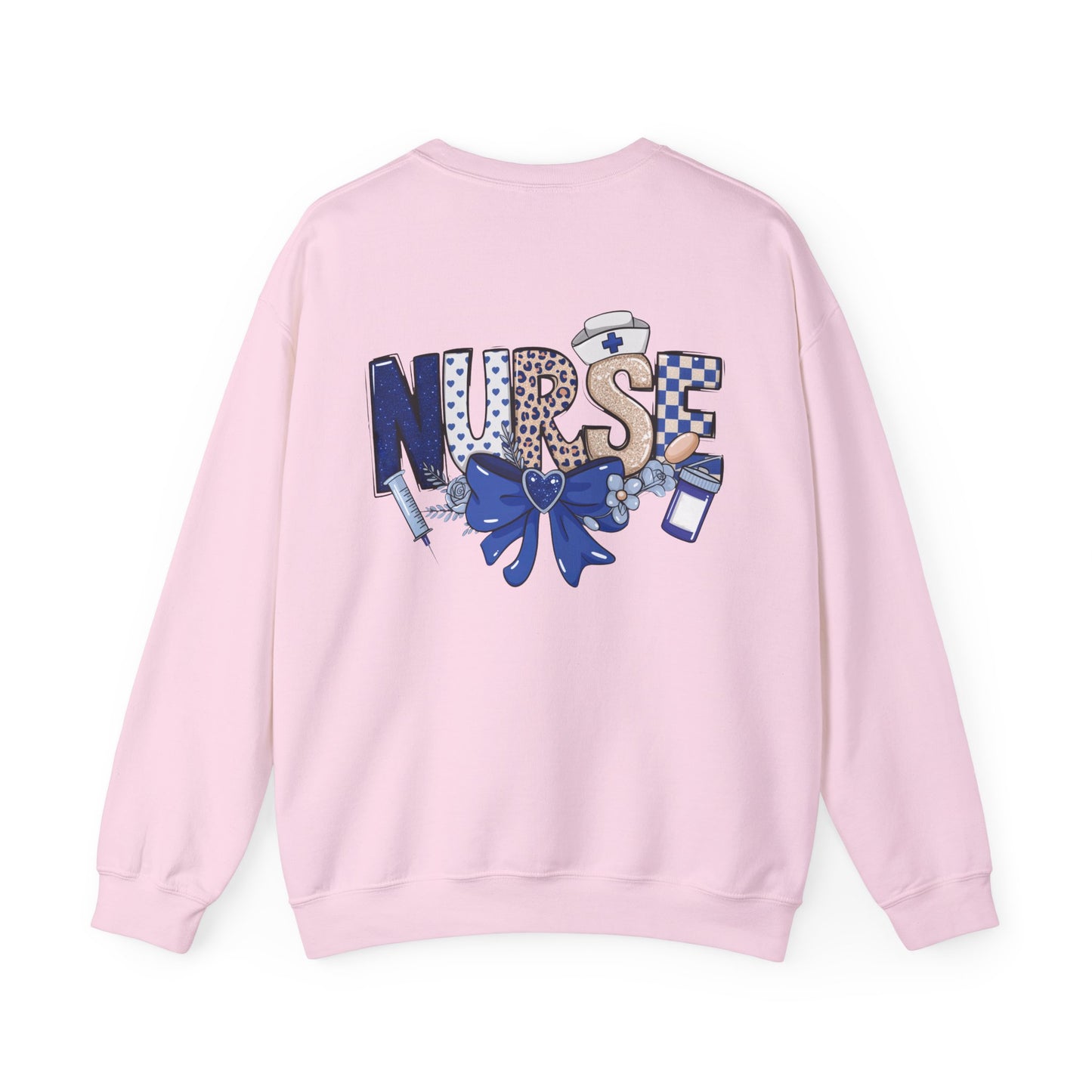 Preppy Nurse Floral Leopard Print Crewneck Sweatshirt