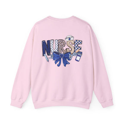 Preppy Nurse Floral Leopard Print Crewneck Sweatshirt