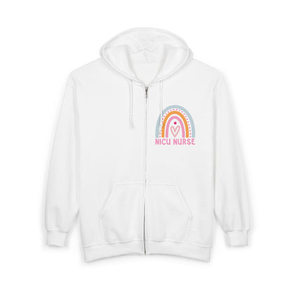 NICU Nurse Boho Rainbow Retro Zip Hoodie