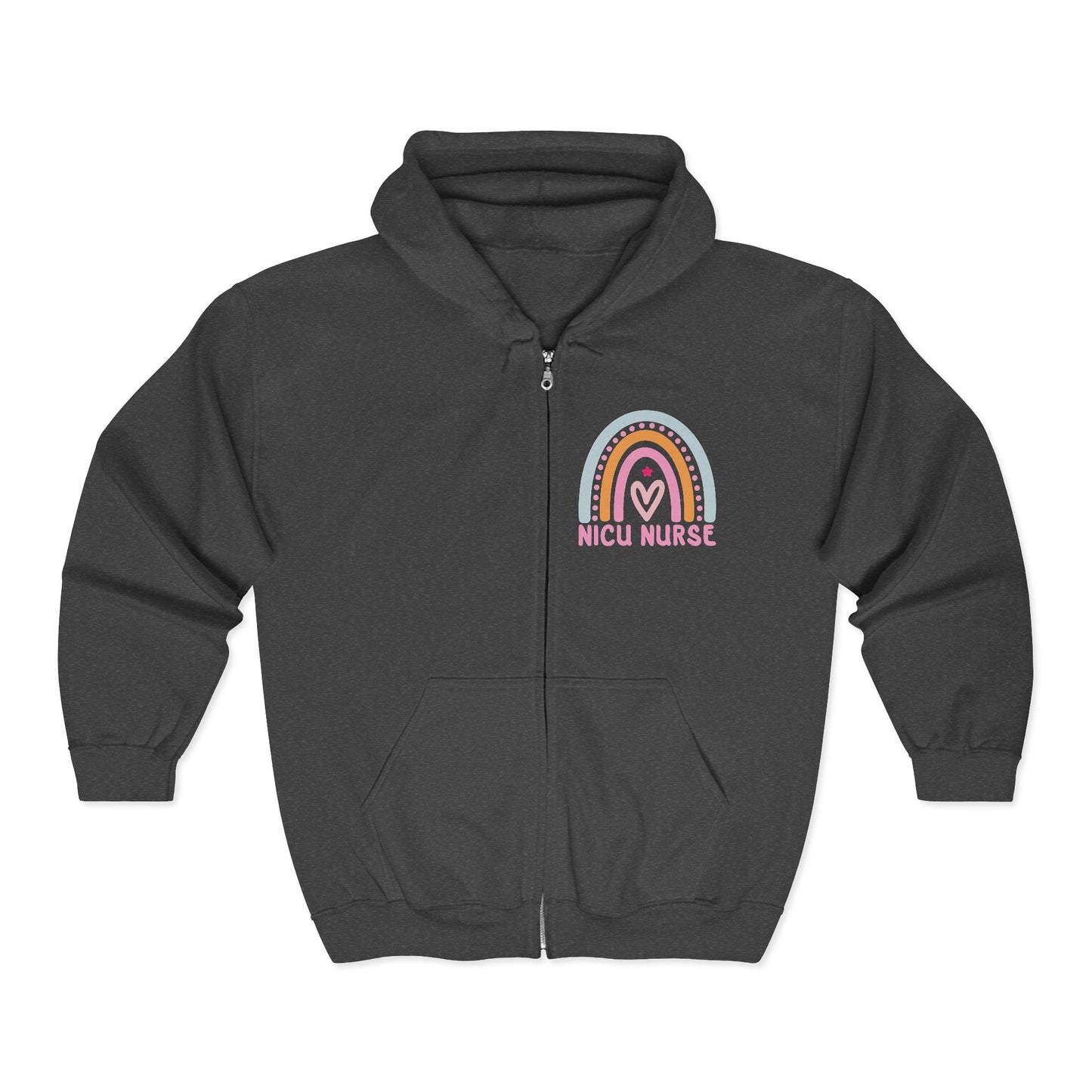 NICU Nurse Boho Rainbow Retro Zip Hoodie