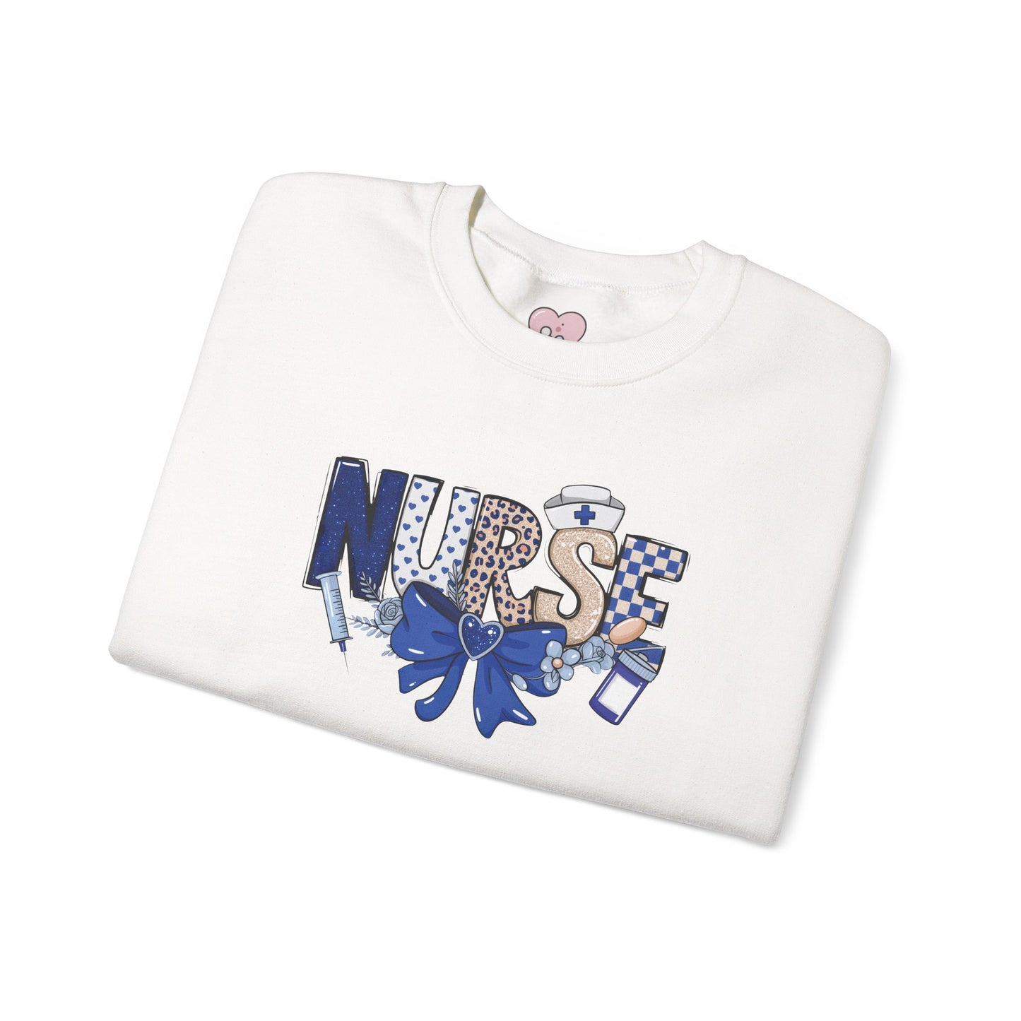Preppy Nurse Floral Leopard Print Crewneck Sweatshirt